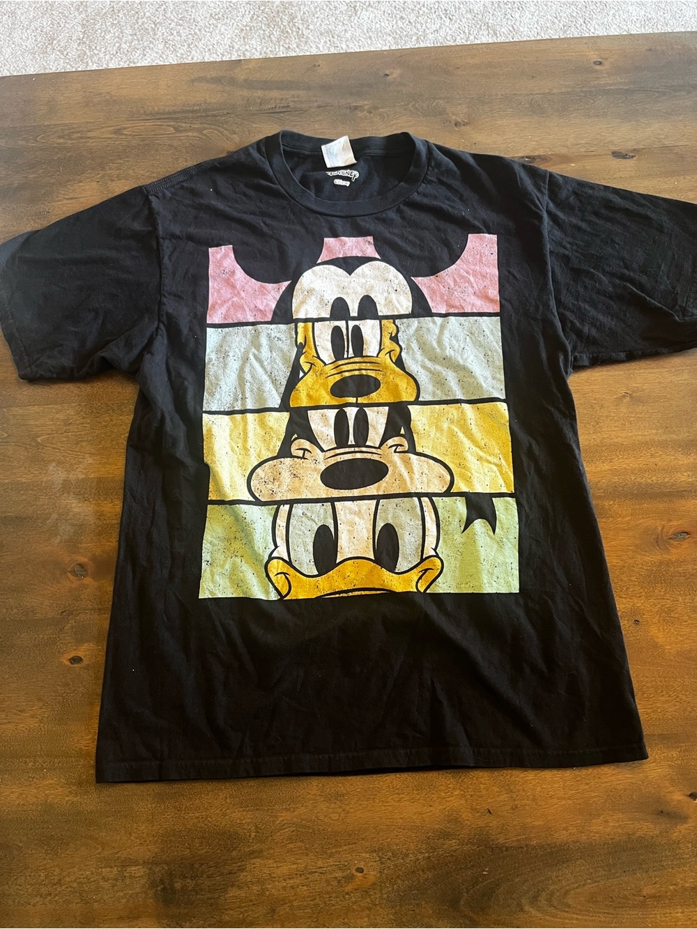 Port and Company Black Short Sleeve Tee with Stacked Disney Characters